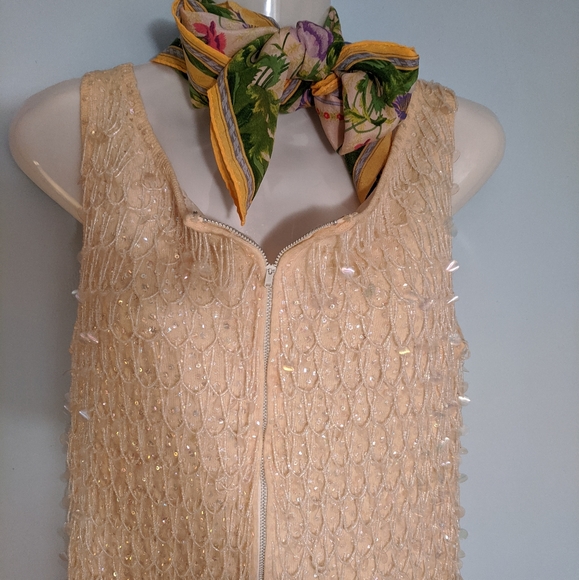 circa 1960's Tops - Women's vintage 1960's beaded sequin zipper top